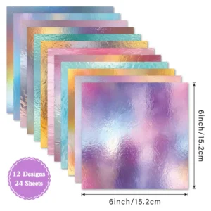24pcs 6 Iridescent Hue Scrapbook Paper Cardstock 01