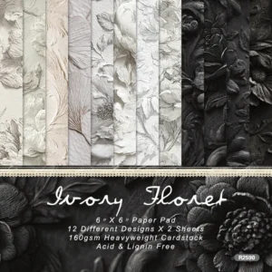 24pcs 6 Ivory Floret Scrapbook Paper Cardstock 00