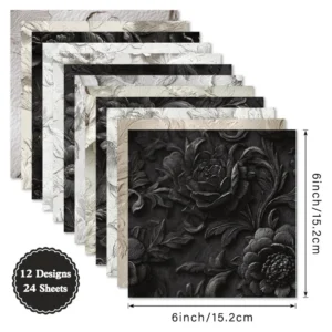 Sumflying Ivory Floret 24PCS Scrapbook Paper & Cardstock 24pcs 6 Ivory Floret Scrapbook Paper Cardstock 04