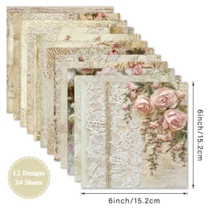 24pcs 6 Lace Flower Scrapbook Paper Cardstock 04 1