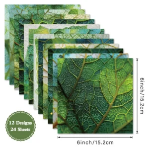 Sumflying Leaves 24PCS Scrapbook Paper & Cardstock 24pcs 6 Leaves Scrapbook Paper Cardstock 1 04