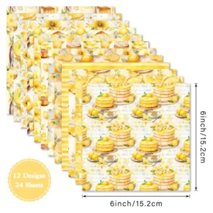 Sumflying Lemon Delights 24PCS Scrapbook Paper & Cardstock 24pcs 6 Lemon Delights Scrapbook Paper Cardstock 04