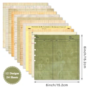 Sumflying Line Script 24PCS Scrapbook Paper & Cardstock 24pcs 6 Line Script Scrapbook Paper Cardstock 04