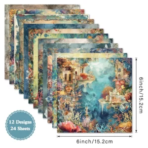 Sumflying Marina 24PCS Scrapbook Paper & Cardstock 24pcs 6 Marina Scrapbook Paper Cardstock 04