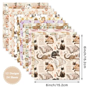 24pcs 6 Meow Scrapbook Paper Cardstock 01