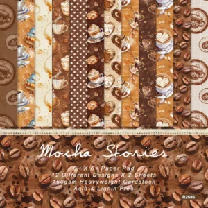 24pcs 6 Mocha Stories Scrapbook Paper Cardstock 00