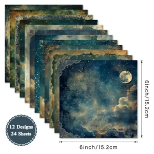 24pcs 6 Moonlit Reverie Scrapbook Paper Cardstock 04