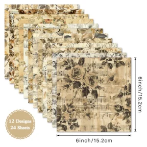 Sumflying Music Of Rose 24PCS Scrapbook Paper & Cardstock 24pcs 6 Music Of Rose Scrapbook Paper Cardstock 04