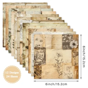 24pcs 6 Neutral Scrapbook Paper Cardstock 01
