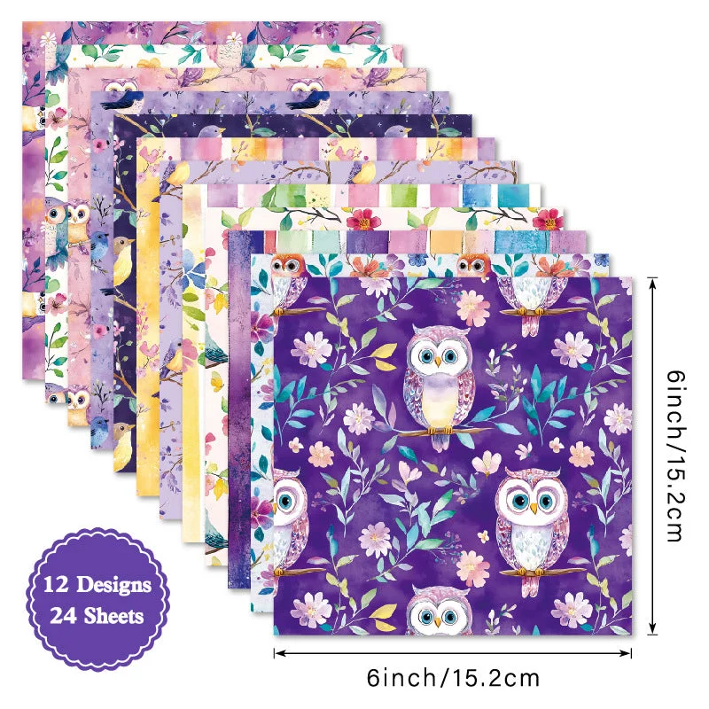 24pcs 6 Owls Scrapbook Paper Cardstock 04 24pcs 6 Owls Scrapbook Paper Cardstock 04