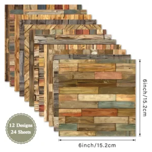 Sumflying Plank 24PCS Scrapbook Paper & Cardstock 24pcs 6 Plank Scrapbook Paper Cardstock 1 02