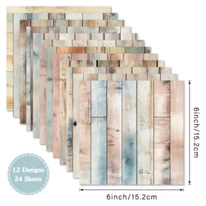 24pcs 6 Plank Scrapbook Paper Cardstock 04