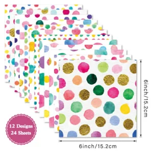 24pcs 6 Polka Dots Scrapbook Paper Cardstock 1 01