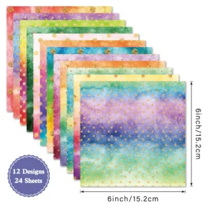Sumflying Rainbow Gleam 24PCS Scrapbook Paper & Cardstock 24pcs 6 Rainbow Gleam Scrapbook Paper Cardstock 04