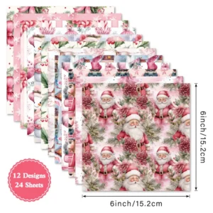 24pcs 6 Rosy Yuletide Scrapbook Paper Cardstock 04 1