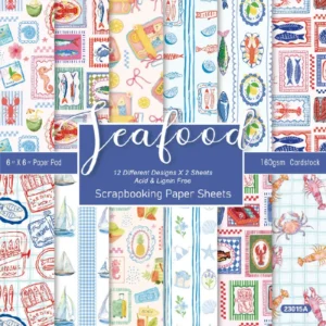 24pcs 6 Seafood Scrapbook Paper Cardstock 00