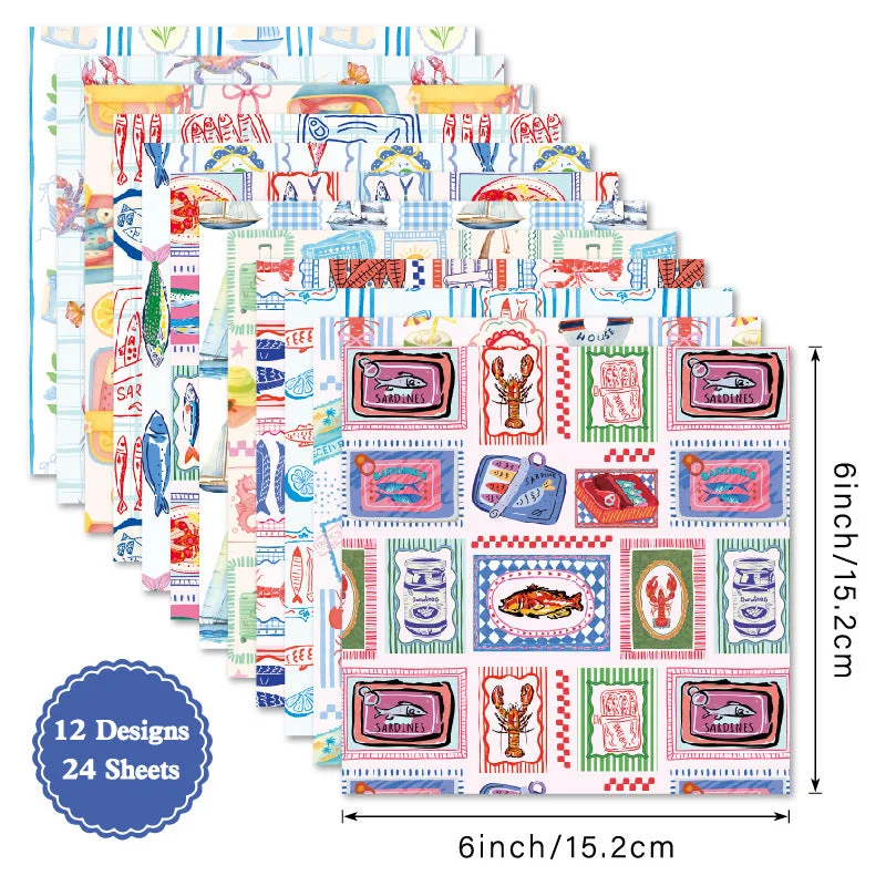 24pcs 6 Seafood Scrapbook Paper Cardstock 01 24pcs 6 Seafood Scrapbook Paper Cardstock 01