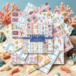 Sumflying Seafood 24PCS Scrapbook Paper & Cardstock 24pcs 6 Seafood Scrapbook Paper Cardstock 02