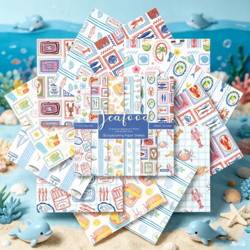 24pcs 6 Seafood Scrapbook Paper Cardstock 03 24pcs 6 Seafood Scrapbook Paper Cardstock 03