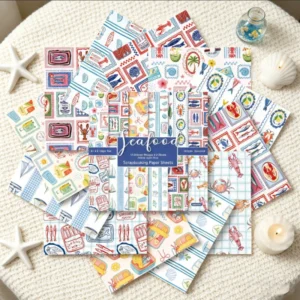 Sumflying Seafood 24PCS Scrapbook Paper & Cardstock 24pcs 6 Seafood Scrapbook Paper Cardstock 04