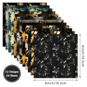 Sumflying Shadowy Foliage 24PCS Scrapbook Paper & Cardstock 24pcs 6 Shadowy Foliage Scrapbook Paper Cardstock 04