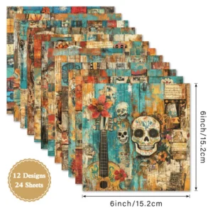 Sumflying Skull 24PCS Scrapbook Paper & Cardstock 24pcs 6 Skull Scrapbook Paper Cardstock 1 04