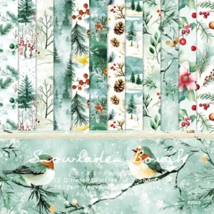 24pcs 6 Snow Laden Bough Scrapbook Paper Cardstock 00