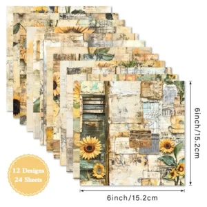 Sumflying Sunflower 24PCS Scrapbook Paper & Cardstock 24pcs 6 Sunflower Scrapbook Paper Cardstock 02