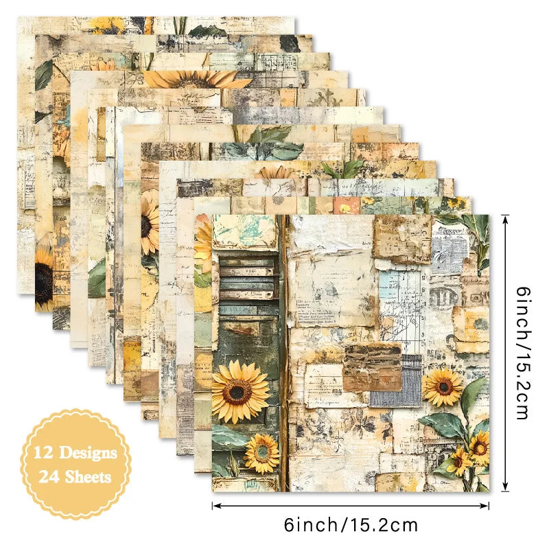 24pcs 6 Sunflower Scrapbook Paper Cardstock 02 24pcs 6 Sunflower Scrapbook Paper Cardstock 02