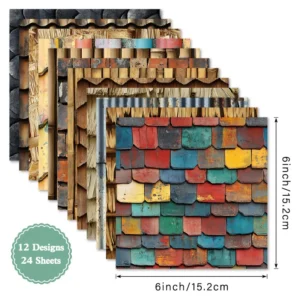 24pcs 6 Texture Of Tiles Scrapbook Paper Cardstock 04