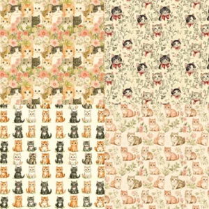 Sumflying Vintage Cats 24PCS Scrapbook Paper & Cardstock 24pcs 6 Vintage Cats Scrapbook Paper Cardstock 07