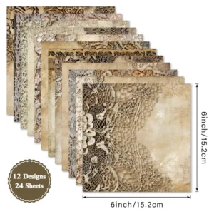 24pcs 6 Vintage Lace Scrapbook Paper Cardstock 04