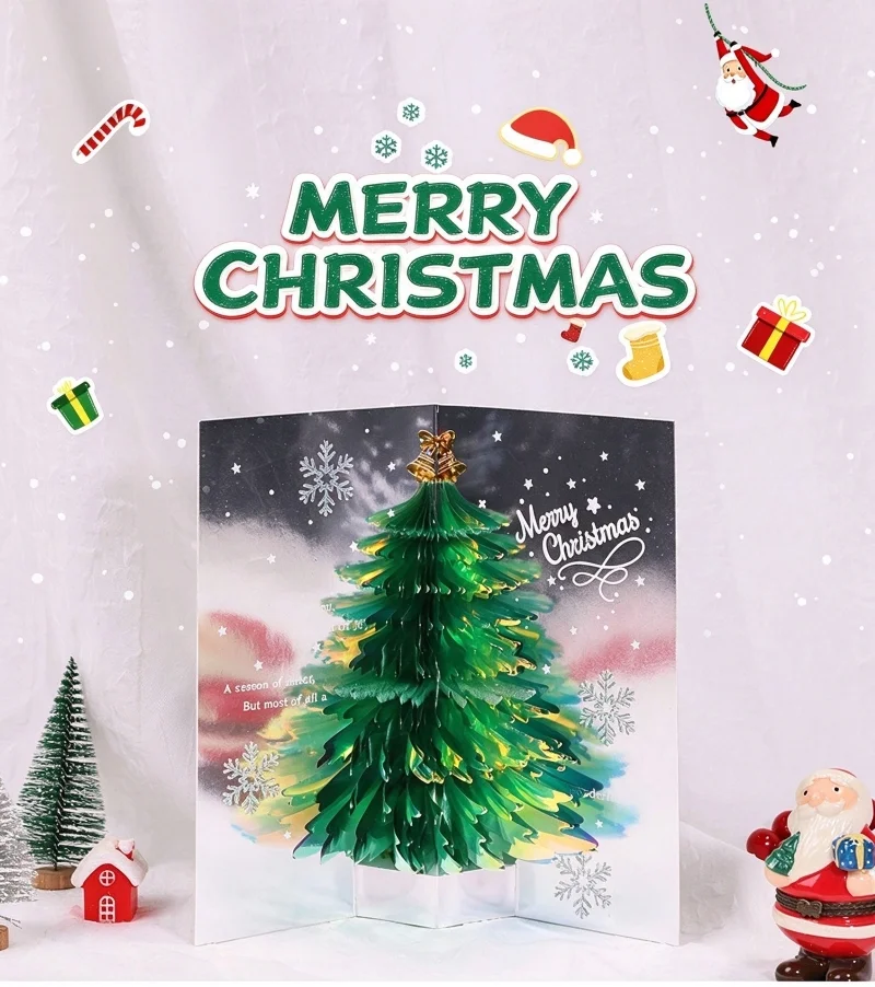 3D Sparkling Christmas Tree Greeting Card Detail 01 1