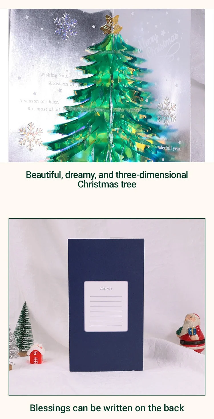 3D Sparkling Christmas Tree Greeting Card Detail 2