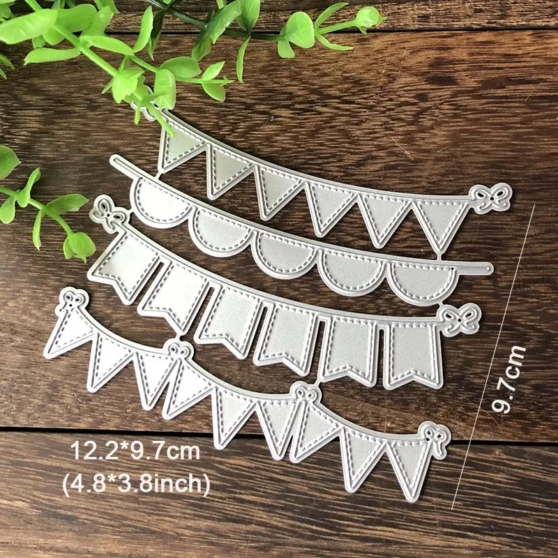 4pcs-triangle-circle-banners-metal-die-cuts-3 Sumflying 4Pcs Triangle Circle banners Metal Die Cuts - metal cutting die for scrapbooking and card making