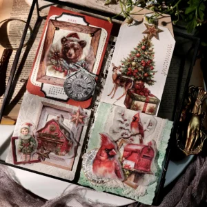 62 Pcs Vintage Christmas Bear Vellum Stickers 62 Pcs Vintage Christmas Bear Vellum Stickers