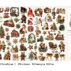 62 Pcs Vintage Christmas Bear Vellum Stickers 62 Pcs Vintage Christmas Bear Vellum Stickers