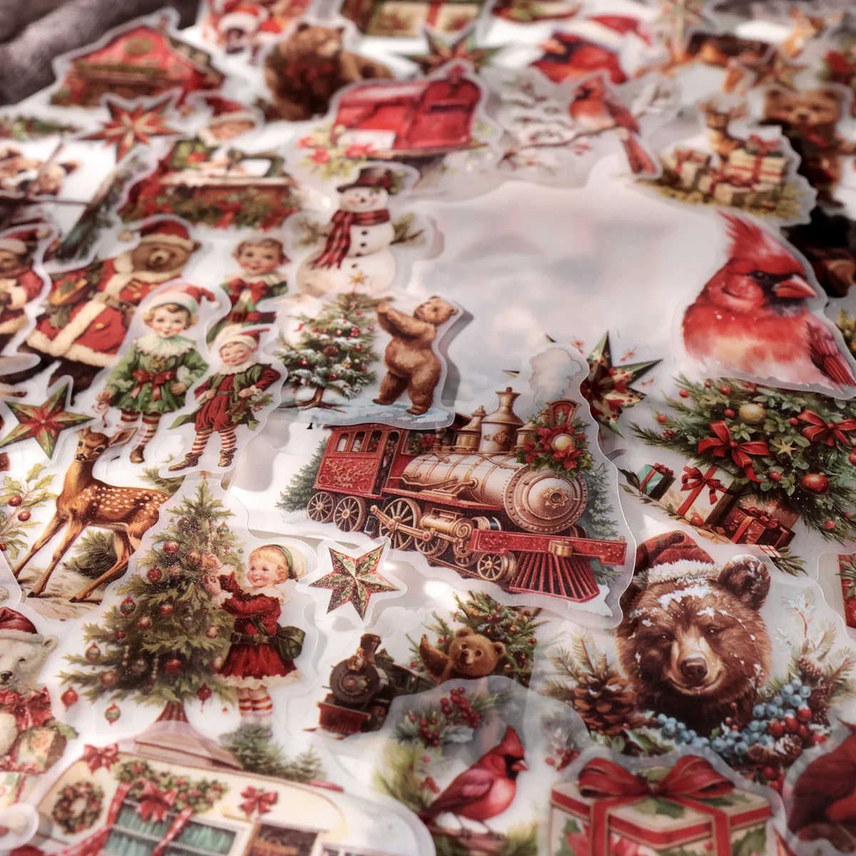 62 Pcs Vintage Christmas Bear Vellum Stickers 62 Pcs Vintage Christmas Bear Vellum Stickers