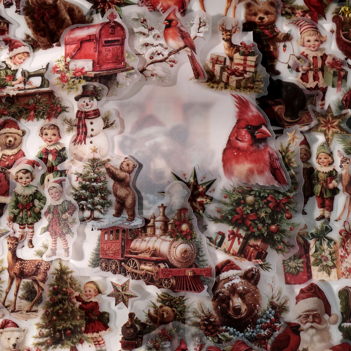 62 Pcs Vintage Christmas Bear Vellum Stickers 62 Pcs Vintage Christmas Bear Vellum Stickers - detail image 4