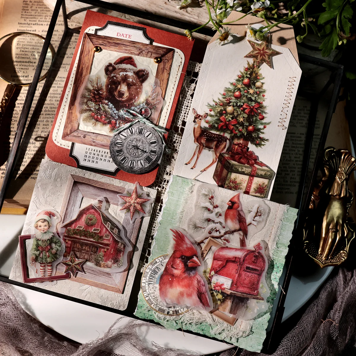 62 Pcs Vintage Christmas Bear Vellum Stickers 62 Pcs Vintage Christmas Bear Vellum Stickers - detail image 9