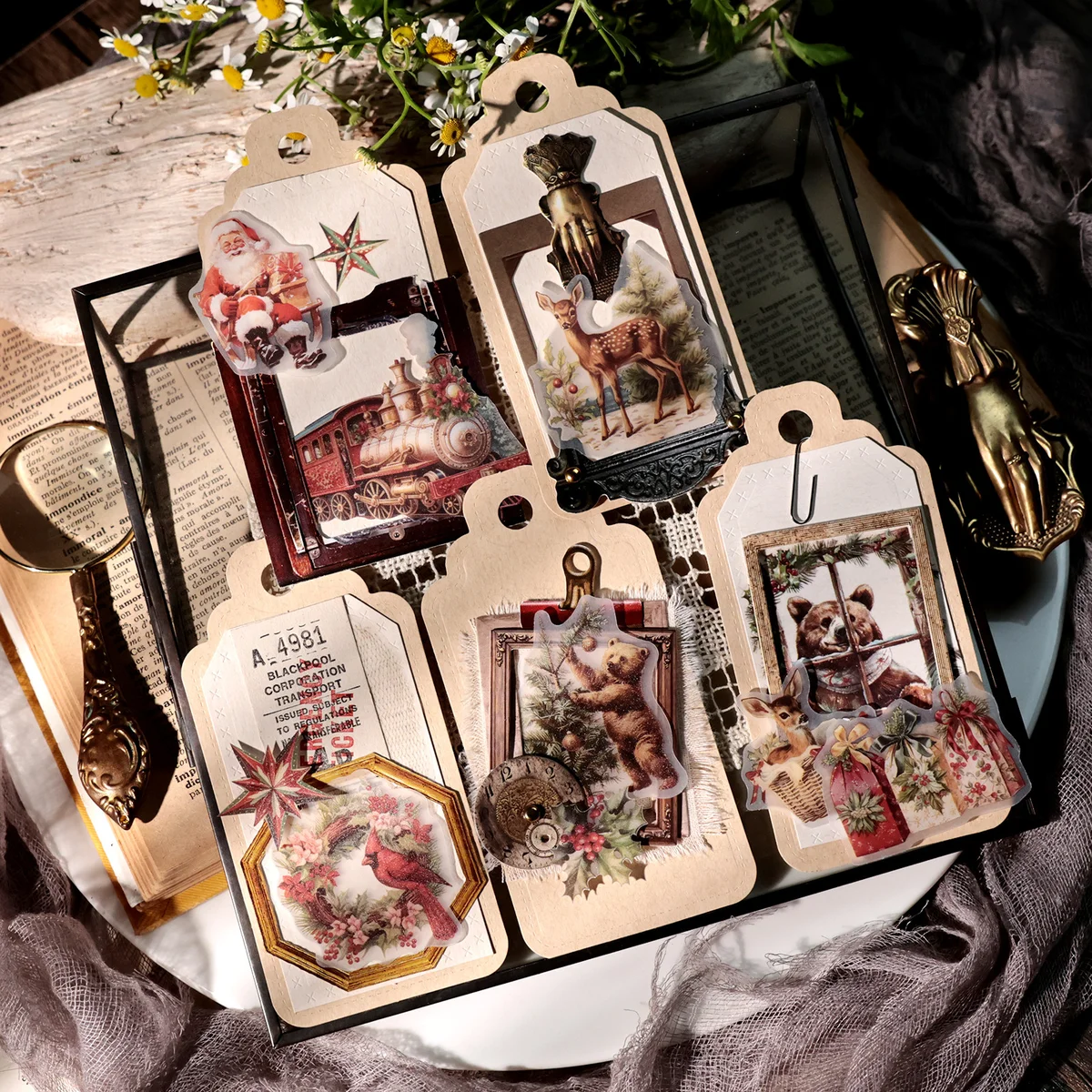 62 Pcs Vintage Christmas Bear Vellum Stickers 62 Pcs Vintage Christmas Bear Vellum Stickers - detail image 10