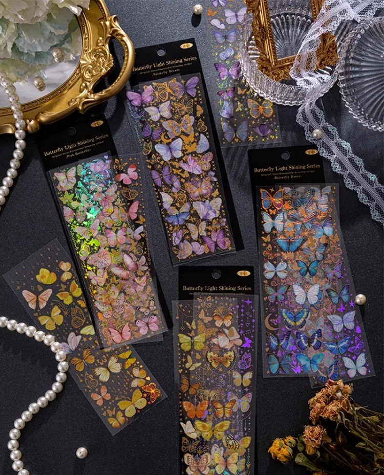 Butterfly Themed Long Strip Clear Transparent Sticker