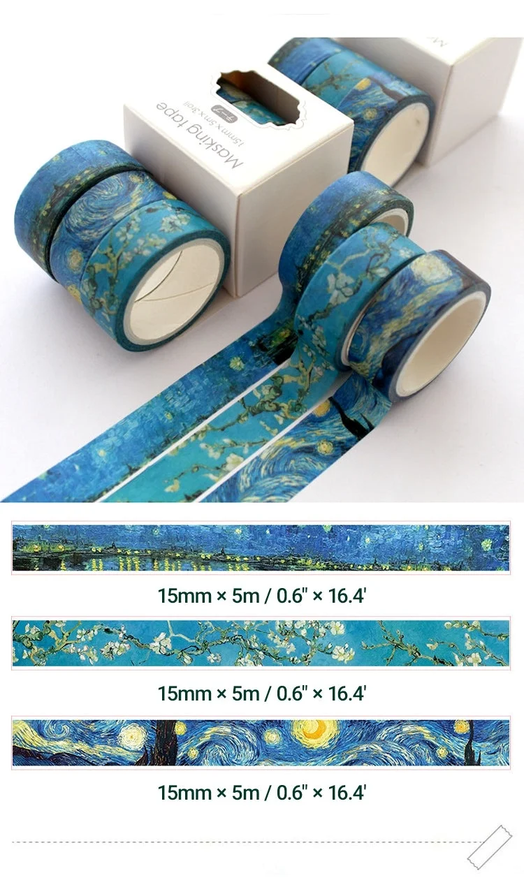 Creative Sakura Oil Painting Starry Sky Boxed Washi Tape Set 6