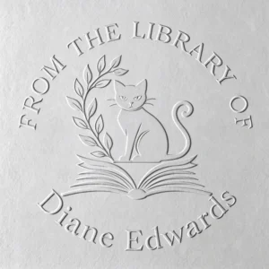 Custom Cat On Open Book From The Library Of Book Embosser 3