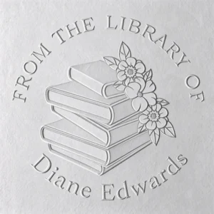 Custom Floral Stacked Books From The Library Of Book Embosser 2