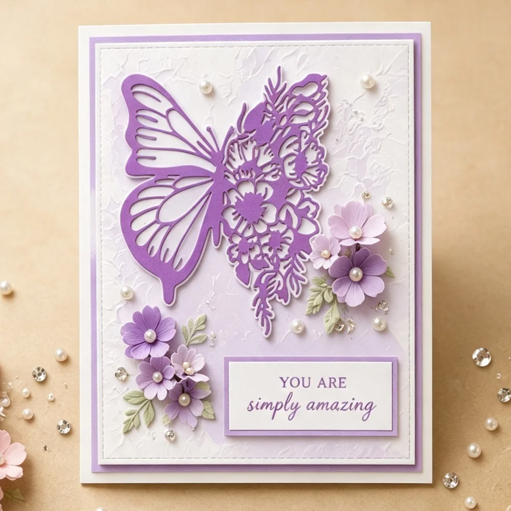 Big Butterfly Metal Cutting Dies with Half Flower D103868 1 UK