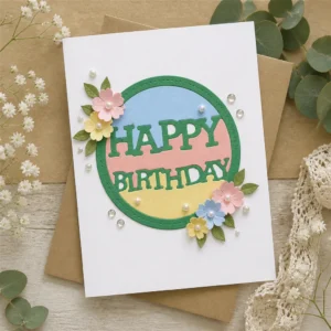 Happy Birthday Circle Frame Metal Die Cuts DM00148 Happy Birthday Card 3
