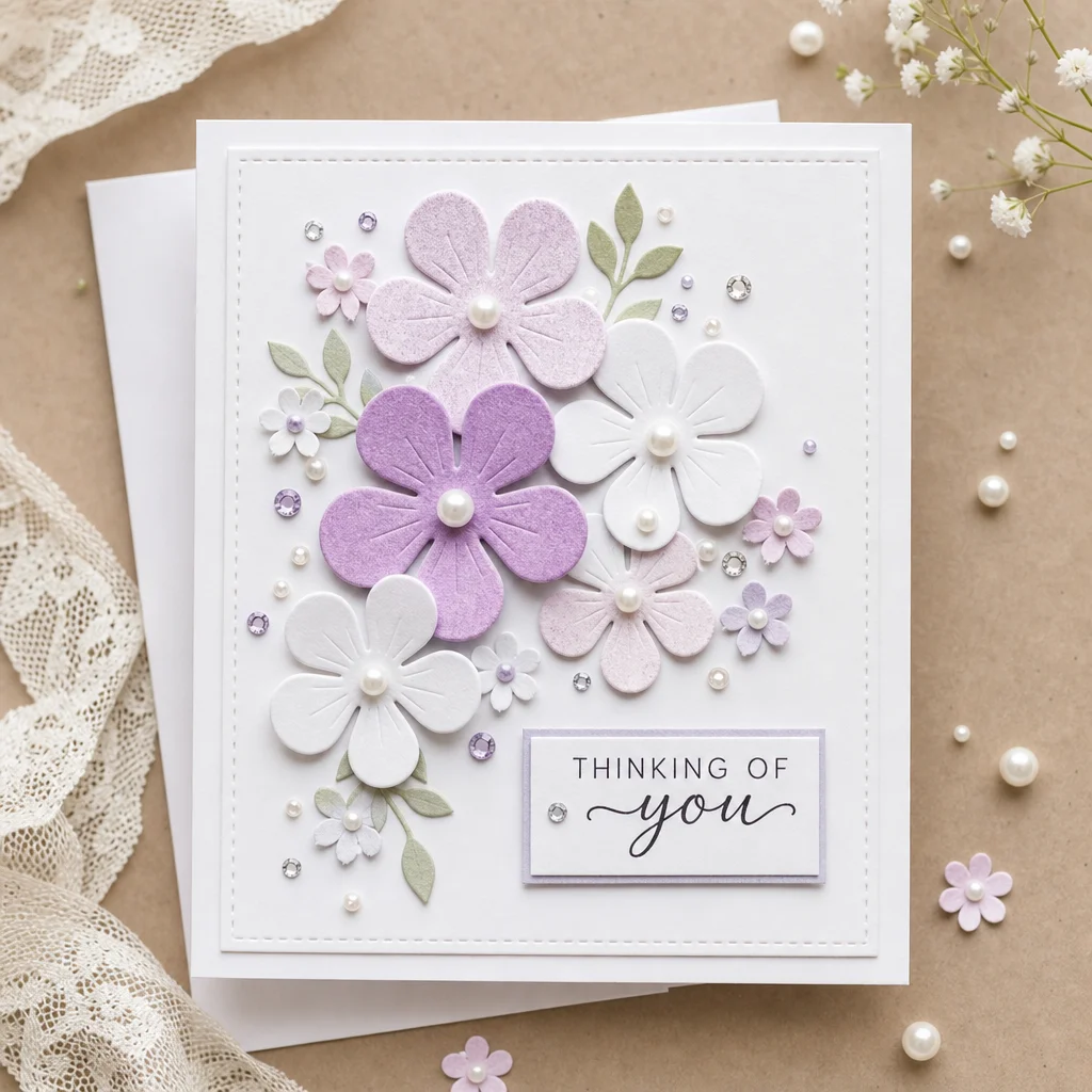Three Flowers Metal Cutting Dies DM04759 Fivepetal Card