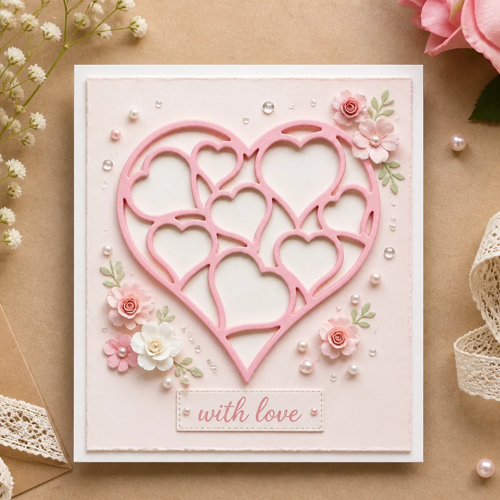 Hollow Heart Frame Metal Cutting Dies DM04766 Hearts Card 1 1