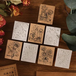 Daily Garden Series Vintage Wood Plant Flower Stamp Set - Image 2 - Sumflying Craft